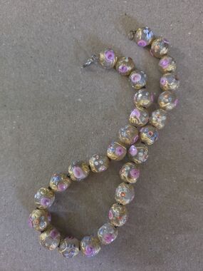 Vintage Murano Brushed Gold Wedding Cake Bead Choker